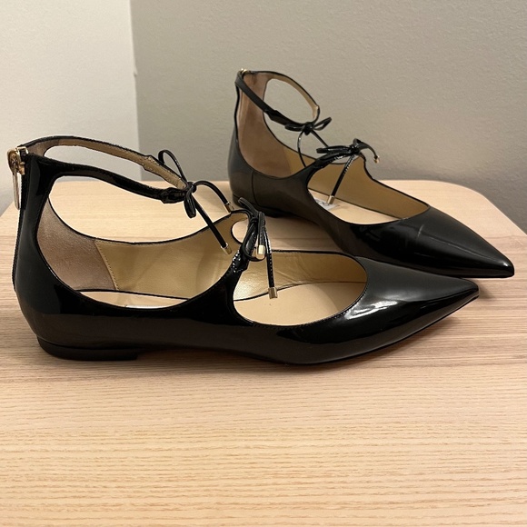 Jimmy Choo⎜Sage Double Bow Patent Leather Flats⎜Black - Picture 4 of 16